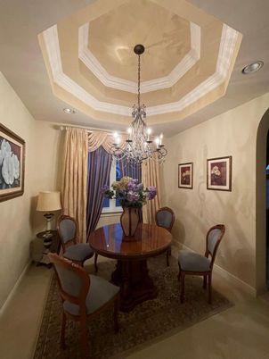 Chandelier, Dining room, Interior, Recessed Lighting