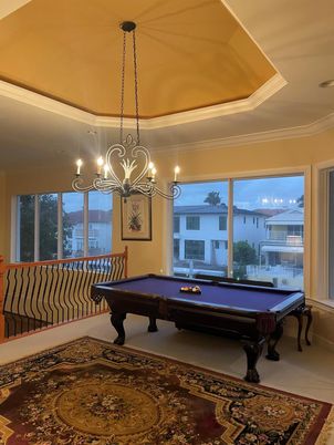 Billiard Table, Chandelier, Game Room, Interior