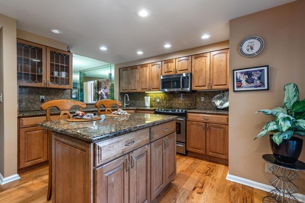 Interior, Kitchen, Recessed Lighting, Wood Texture Flooring