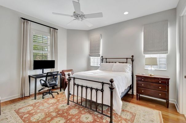 Bedroom, Home Office, Interior, Recessed Lighting, Wood Texture Flooring