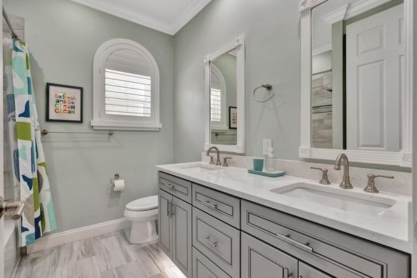 Bathroom, Dual Sink Vanities, Interior, Wood Texture Flooring