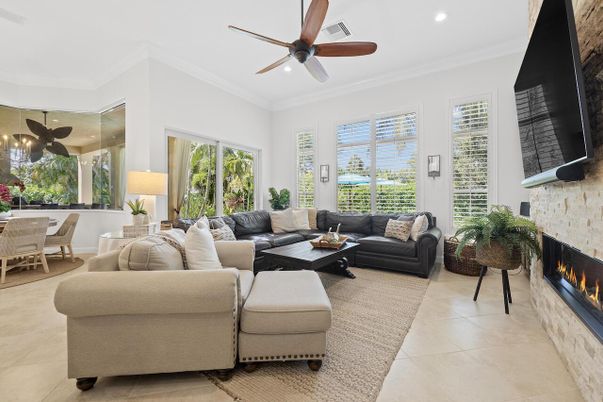 Dining room, Fireplace, Interior, Living room, Recessed Lighting