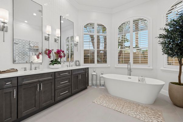 Bathroom, Dual Sink Vanities, Free Standing Baths, Interior, Recessed Lighting