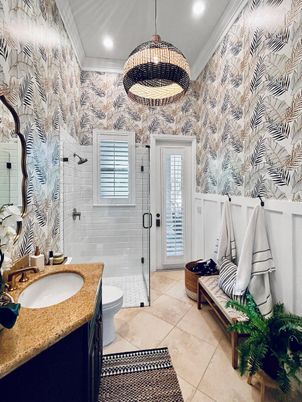 Bathroom, Glass Shower, Interior, Recessed Lighting