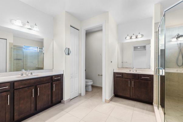 Bathroom, Dual Sink Vanities, Glass Shower, Interior