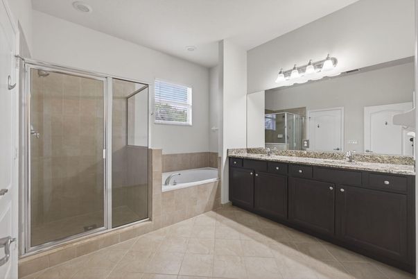 Bathroom, Dual Sink Vanities, Glass Shower, Interior