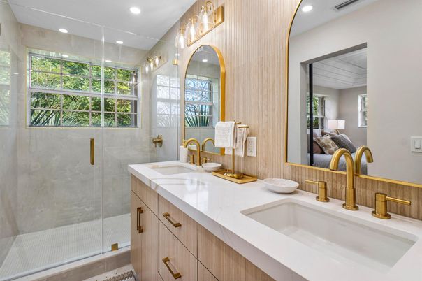 Bathroom, Dual Sink Vanities, Glass Shower, Interior, Recessed Lighting