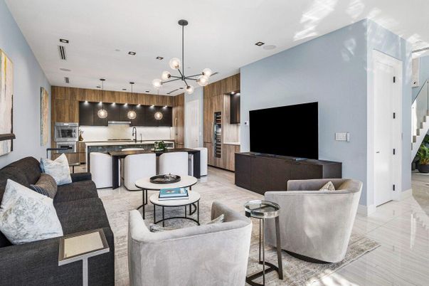 Interior, Kitchen, Living room, Pendant Lights, Recessed Lighting, Stainless Steel Appliances