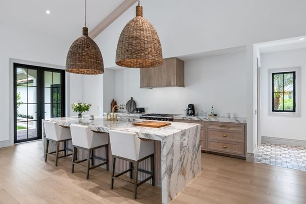 Interior, Kitchen, Pendant Lights, Recessed Lighting, Wood Texture Flooring