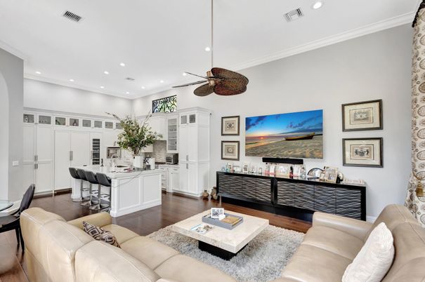 Interior, Kitchen, Living room, Recessed Lighting, Wood Texture Flooring