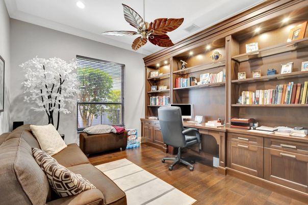 Home Office, Interior, Recessed Lighting, Wood Texture Flooring