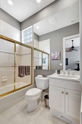 Bathroom, Glass Shower, Interior, Recessed Lighting