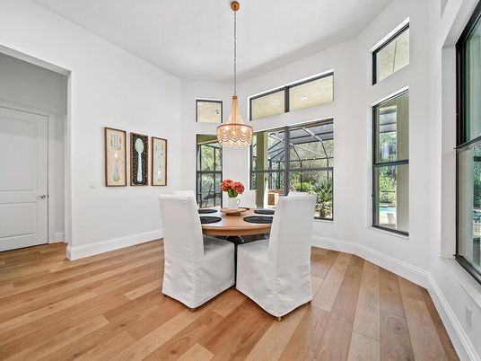 Chandelier, Dining room, Interior, Pendant Lights, Wood Texture Flooring