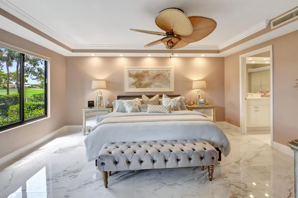 Bedroom, Interior, Marble, Recessed Lighting