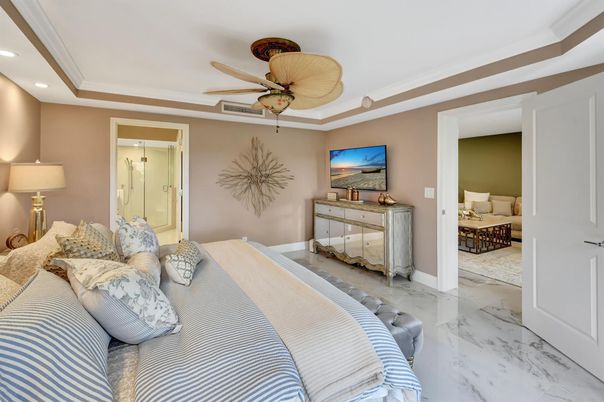 Bedroom, Interior, Marble, Recessed Lighting
