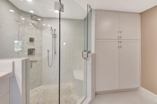 Bathroom, Glass Shower, Interior, Recessed Lighting