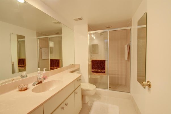 Bathroom, Glass Shower, Interior, Recessed Lighting