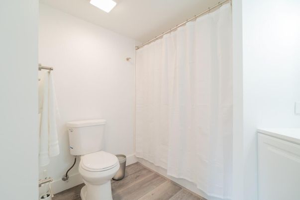 Bathroom, Interior, Recessed Lighting, Wood Texture Flooring