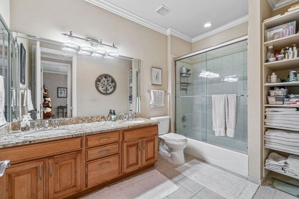 Bathroom, Dual Sink Vanities, Glass Shower, Interior, Recessed Lighting