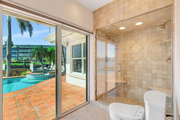 Bathroom, Glass Shower, Interior, Recessed Lighting