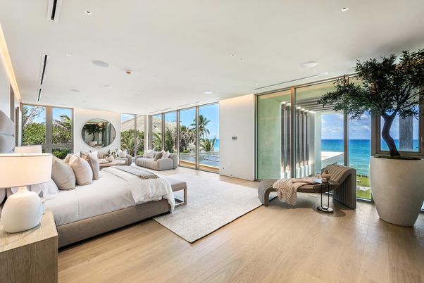 Bedroom, Interior, Recessed Lighting, Water, Wood Texture Flooring