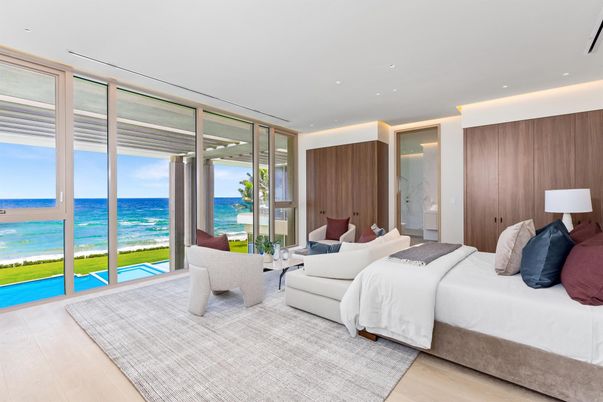 Bedroom, Interior, Recessed Lighting, Water, Wood Texture Flooring