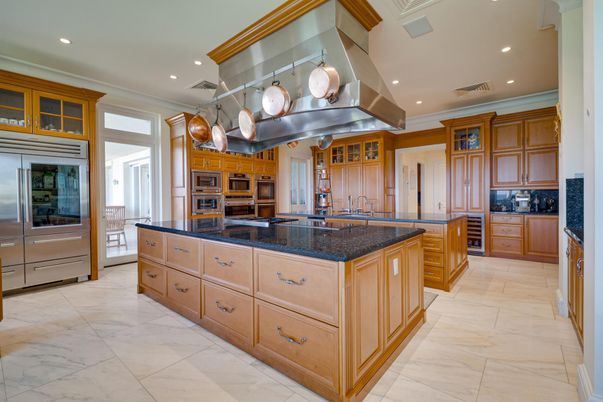 Interior, Kitchen, Marble, Recessed Lighting, Stainless Steel Appliances