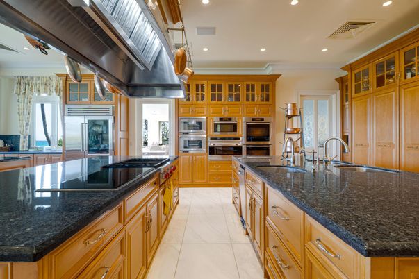 Interior, Kitchen, Marble, Recessed Lighting, Stainless Steel Appliances