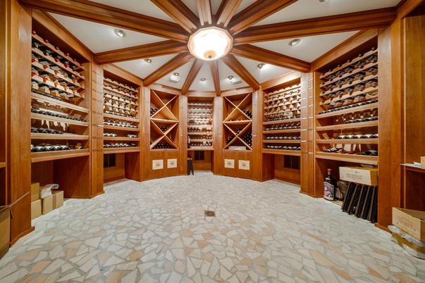 Interior, Recessed Lighting, Wine Storage, Wooden Beams