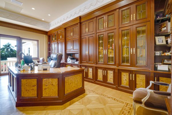Home Office, Interior, Recessed Lighting, Wood Texture Flooring