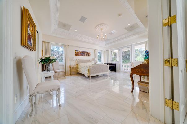 Bedroom, Chandelier, Interior, Marble, Piano, Recessed Lighting