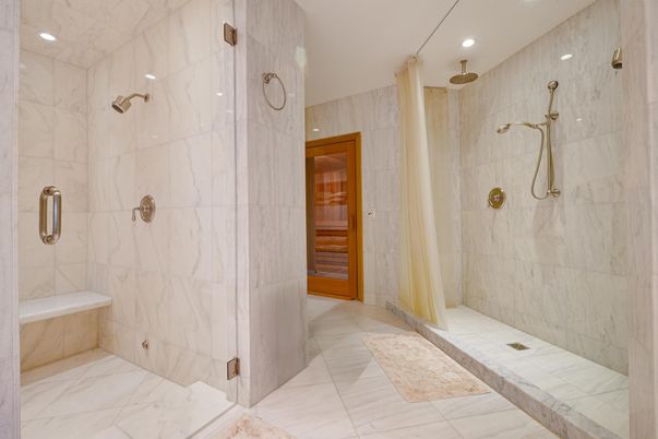 Bathroom, Interior, Marble, Marble Walls, Recessed Lighting