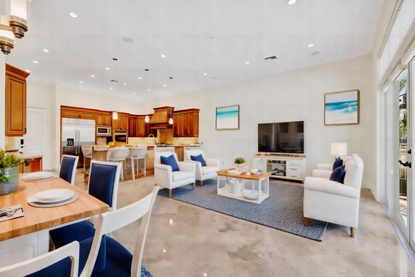 Dining room, Interior, Kitchen, Living room, Recessed Lighting, Stainless Steel Appliances