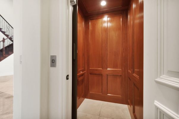 Elevator, Interior, Recessed Lighting, Wooden Walls