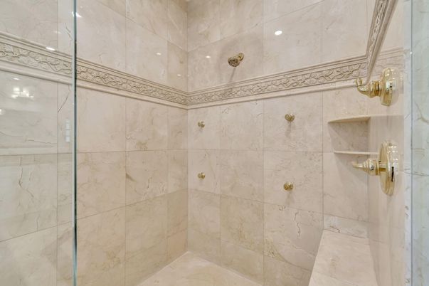 Bathroom, Glass Shower, Interior, Marble Walls