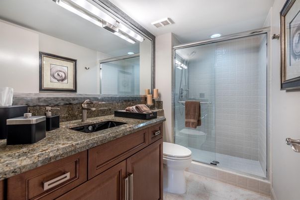 Bathroom, Glass Shower, Interior, Recessed Lighting