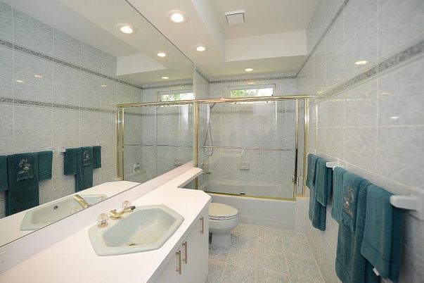 Bathroom, Glass Shower, Interior, Recessed Lighting