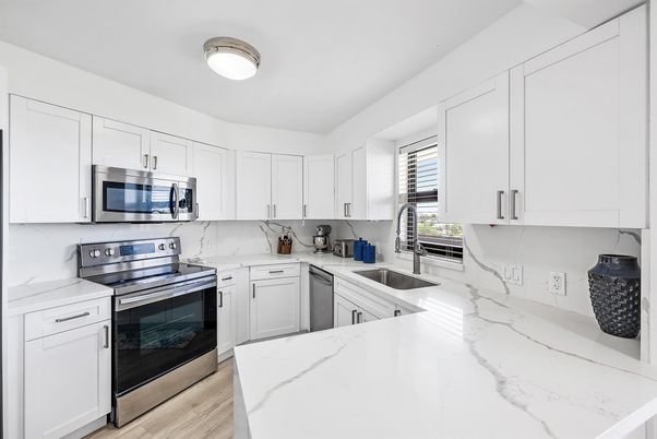 Interior, Kitchen, Stainless Steel Appliances, Wood Texture Flooring