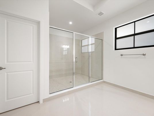 Bathroom, Glass Shower, Interior, Recessed Lighting