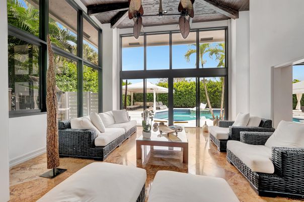 Interior, Living room, Pool, Sun Room, Wooden Beams