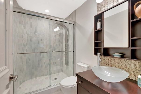 Bathroom, Glass Shower, Interior, Recessed Lighting