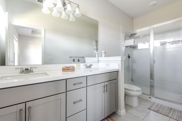 Bathroom, Dual Sink Vanities, Glass Shower, Interior