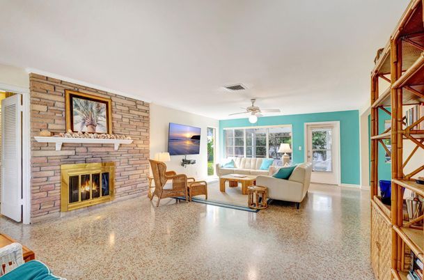 Fireplace, Interior, Living room, Stone Walls