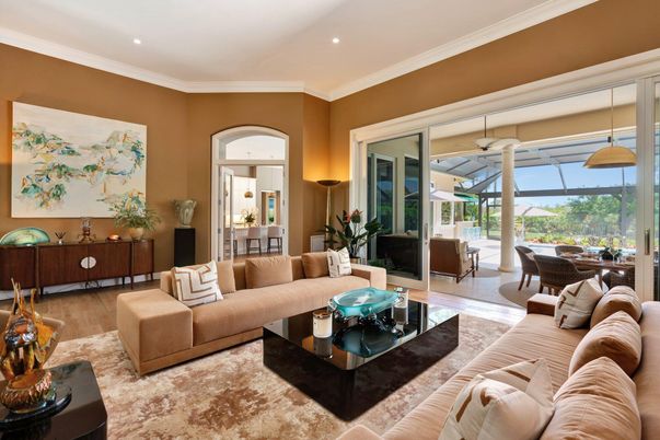 Dining room, Interior, Living room, Recessed Lighting, Wood Texture Flooring
