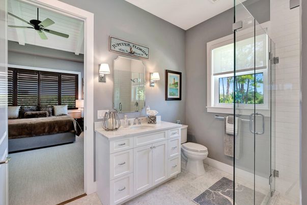 Bathroom, Bedroom, Dual Sink Vanities, Glass Shower, Interior