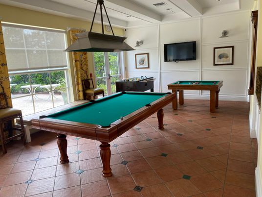 Billiard Table, Game Room, Interior, Pendant Lights, Recessed Lighting