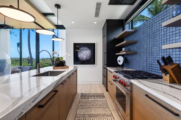 Interior, Kitchen, Pendant Lights, Recessed Lighting, Wood Texture Flooring