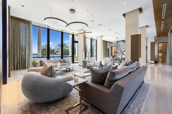 Dining room, Fireplace, Interior, Living room, Pendant Lights, Recessed Lighting