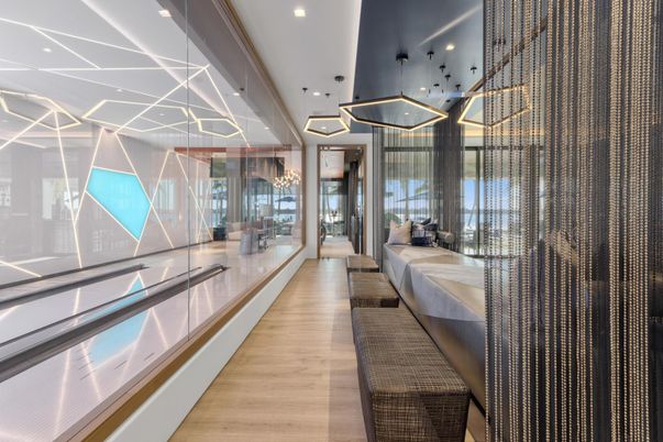 Exterior, Recessed Lighting, Water, Wooden Ceilings