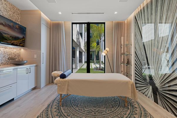 Bathroom, Interior, Marble Walls, Recessed Lighting